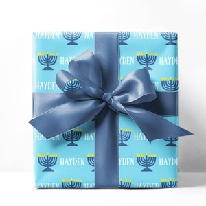 Carta da regalo personalizzata per Hanukkah, nome personalizzato, blu, carta da regalo personalizzata, carta da regalo per Chanukkah, carta da regalo per le feste, carta per Menorah