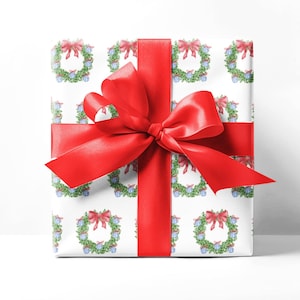 Carta da regalo cineseria natalizia, Natale Grandmillenial, Carta da regalo Hostess, Fiocchi rossi e verdi, Carta da regalo per le feste,