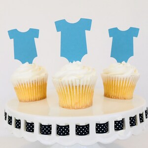 Baby Onesie Cupcake Toppers: Baby Shower Gender Reveal Party Decorations