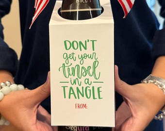 Funny Christmas Wine Bottle Tag, Don't Get Your Tinsel in a Tangle (3x8 Inch)