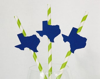 12 State Striped Party Straws - Texas - South Carolina - Housewarming - New House - Going Away Party - Celebration - New Job - New State