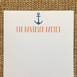 Personalized Nautical Anchor Notepad: Beach House Stationery