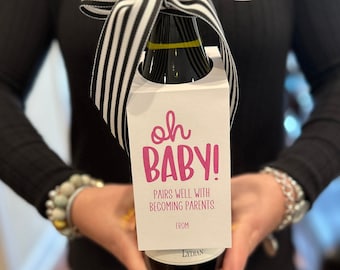 Wine & Spirit Tag - New Baby - New Parents - Baby Girl - Last Minute Gift - Cheers -  Free Shipping