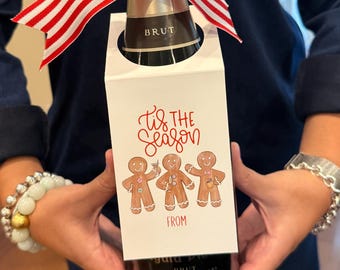 Gingerbread Wine Bottle Tag, 'Tis the Season, Holiday Cocktail Gift