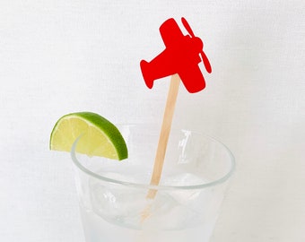 15 Airplane Drink Stir Sticks - Time Flies - First Birthday - Airport Graduation - Birthday Party - Swizzle Sticks