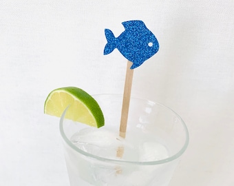 15 Fish Drink Stir Sticks - Swizzle Sticks - The Big ONE - Engagement Party - First Birthday - Baby Shower - Free Shipping