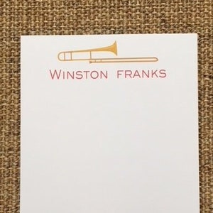 Trombone Notepad - Personalized - Music - Band - Desk - Kids Birthday Gift - Party Favor - Teachers Gift - Christmas Gift