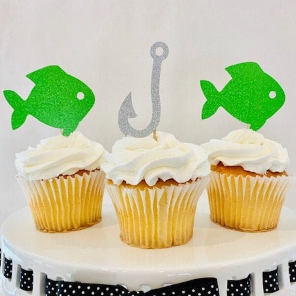 I Like You Have A Cupcake Fish Hooks Fish Cupcake Toppers - Etsy