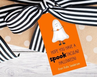Personalized Gift Tags - Halloween - Sppok - Black - Orange - Gift - Boo - Party Favor - Class - Kids - Trick or Treat -  Free Shipping