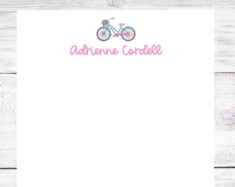 Bicycle Notepad - Basket - Notes - Desk - Personalized - Custom - Gift - Favor - 3.67x8.5 - 5.5x5.5 - 5.5x8.5