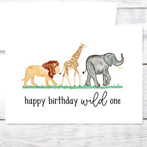 Birthday Card - First Birthday - Wild One - Boy - Girl - Jungle - Personalized - Free Shipping