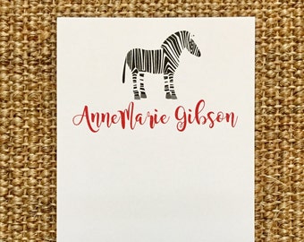 Zebra Notepad - Desk - Personalized - Safari - Kids Birthday Gift - Party Favor - Teacher Gift - Stripes - 3.67x8.5 - 5.5x5.5 - 5.5x8.5