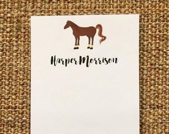 Horse Notepad - Desk - Personalized -  Kids Birthday Gift - Party Favor - Teacher Gift - 3.67x8.5 - 5.5x5.5 - 5.5x8.5