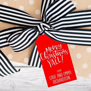 Personalized Gift Tags - Southern - Merry Christmas Y'all - Wine Tag - Party Favor - Digital - Printed - Free Shipping