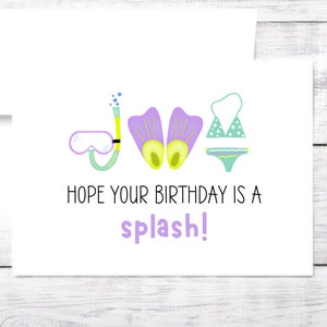 Birthday Card - Pool Party - Swimming - Summer - Pun - Girl - Daughter - Friend - Mom - Aunt - Free Shipping