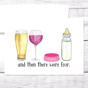 Nouvelle carte bébé - Personnalisée - Bouteille - Bière - Vin rouge - Chien - Garçon - Fille - Baby Shower - Nouveaux parents - Drôle - Envoie gratuit