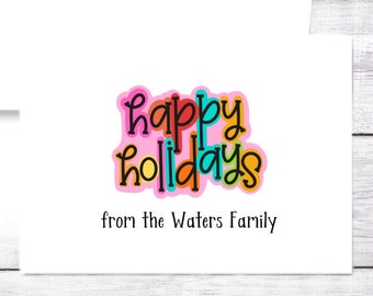 Happy Holidays - Christmas Card - Personalized - Modern - Bright - Free Shipping