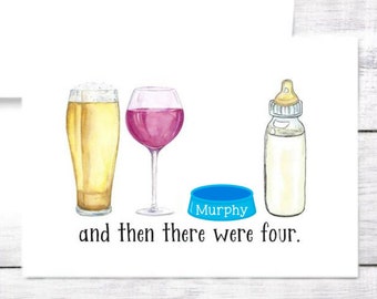 New Baby Card - Personalized - Bottle - Beer - Red Wine - Dog - Boy - Girl - Baby Shower - New Parents - Baby Shower - Funny - Free Shipping