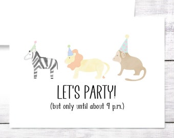 Funny Party Animal Birthday Card: Pun Greeting Card