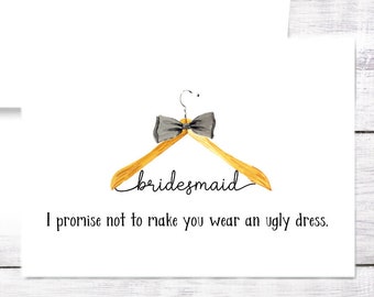 Bridesmaid Card - Personalized - Funny - Wedding - Will You Be My Bridesmaid? - Bride to Be - Free Shipping