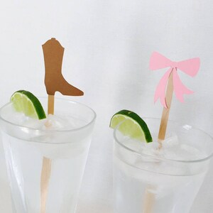 Boots or Bows Gender Reveal Swizzle Sticks: Baby Shower Decor (Set of 16)