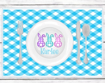 Mantel individual de Pascua personalizado: diseño de conejito, decoración infantil