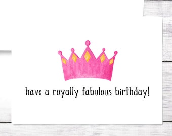Funny Birthday Card – Pink Crown, Birthday Queen