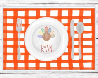 Personalized Thanksgiving Placemat – Turkey Place Setting, Kids Gift