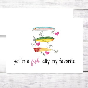 Valentine's Day - Anniversary Card - Fishing - Hooked On Your - Husband - Wife - Girlfriend - Boyfriend - Funny - Pun - Free Shipping