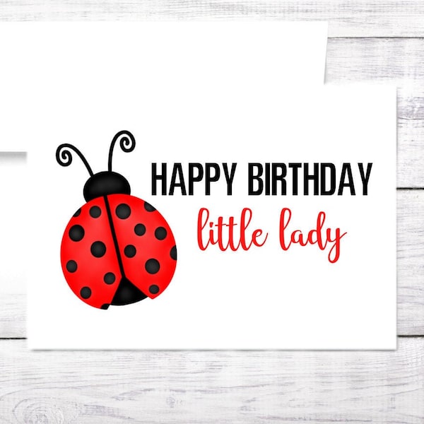 Birthday Card -Lady Bug - Little Girl - Ladybug - Child Birthday - Red and Black - Funny - Cute - Free Shipping