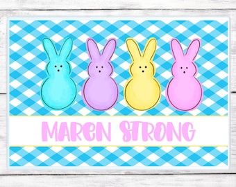 Mantel individual de Pascua personalizado: diseño de conejitos, regalo para niños