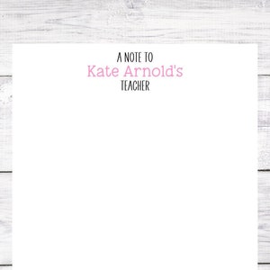 Notes à l'intention du professeur, notes pour enfants, personnalisées, notes aux parents, notes d'école, rose et blanc, 3,67 x 8,5, 5,5 x 5,5, 5,5 x 8,5, livraison gratuite
