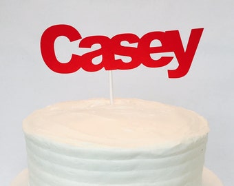 Personalized Name Cake Topper: Red Cardstock Party Decoration