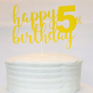 Personalized Age Birthday Cake Topper - Birthday Party - Kids Birthday - Happy Birthday - Party Decorations - Yellow