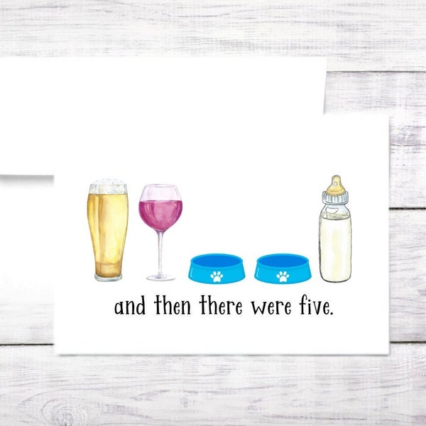 New Baby Card - Bottle - Beer - Red Wine - Five - Dog - Boy - Girl - Baby Shower - New Parents - Mom - Dad - Shower - Funny -Free Shipping