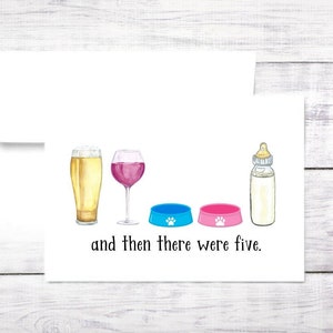Nouvelle carte bébé - Bouteille - Bière - Vin rouge - Cinq - Chien - Garçon - Fille - Baby Shower - Nouveaux parents - Maman - Papa - Douche - Drôle - Livraison gratuite
