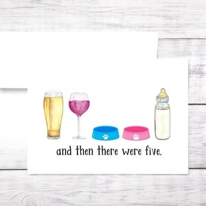 New Baby Card - Bottle - Beer - Red Wine - Five - Dog - Boy - Girl - Baby Shower - New Parents - Mom - Dad - Shower - Funny -Free Shipping