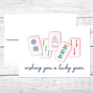 Carte d'anniversaire de Mahjong, carte personnalisée, Mahjong Maven, carte d'anniversaire drôle, cadeau pour elle, Crack Bam Dot, cadeau de Mahjong, année de la chance