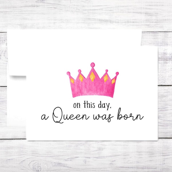 Birthday Card - Birthday Queen - Royally Fabulous - Pink - Free Shipping
