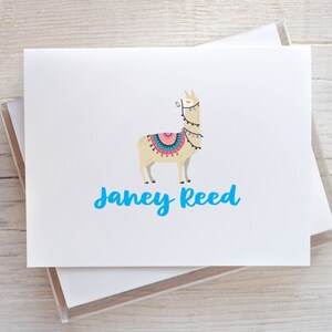Tarjetas de notas personalizadas de llama: juego de papelería plegable