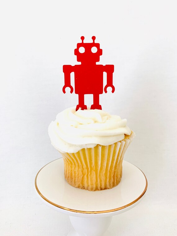 Roboter Kuchen-Deko Set - 11-teilig Mit Cupcake-Toppers | Für Kindergeburtstage & Roboterthemen-Partys | Bunt & Lustig