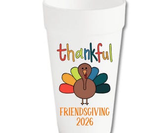 Personalized Friendsgiving Cups, Thankful Turkey Fall Party Drinkware