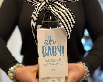 Wine & Spirit Tag - New Baby - New Parents - Baby Boy - Congratulations - Party - Last Minute Gift - Cheers -  Free Shipping