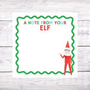 Bloc de notas de elfo, notas de elfo, nombre de elfo, notas de tu elfo, regalo de Navidad, actividad para niños, niño, niña, papelería de elfo, membrete de elfo