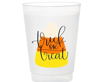 Candy Corn Trick or Treat Frosted Cups, Halloween Party Drinkware (Set of 12 or 24)