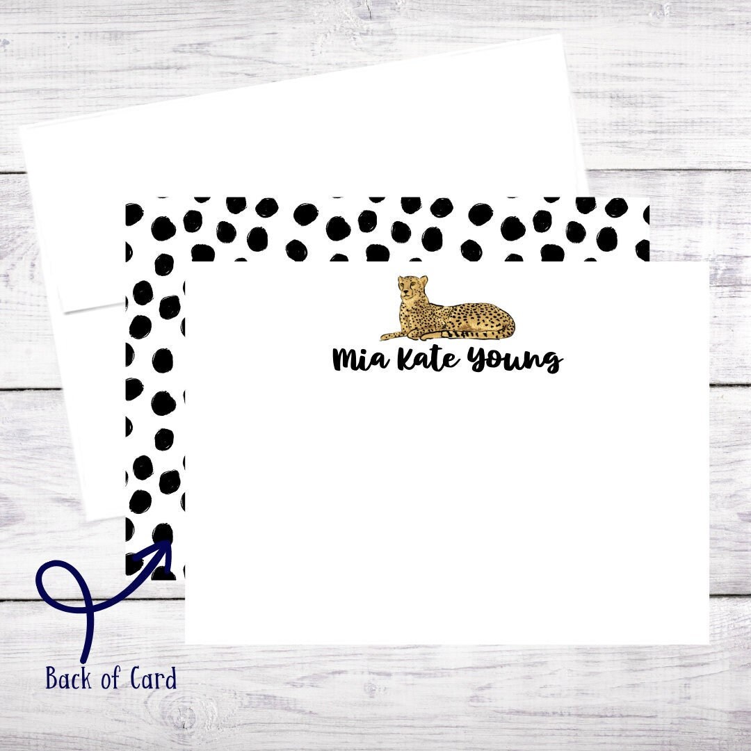 Personalized Cheetah Note Cards: Polka Dot Stationery Set - Etsy