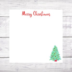Merry Christmas Notepad - Hostess Gift - Stocking Stuffer - Secret Santa - Christmas Gift - Christmas Tree - Free Shipping