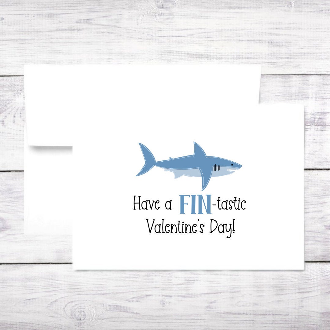 Valentine's Day - Shark - FINtastic Valentine's Day - Friend - Grandchild - Child - Teacher - Pun - Free Shipping