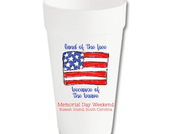 Custom Patriotic Foam Cups | Memorial Day Party Favors