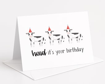 Funny Cow Birthday Card: Pun Farm Animal Party